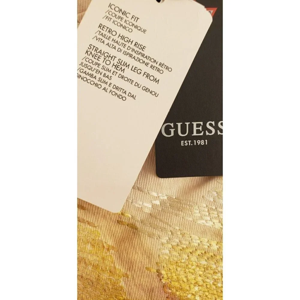 NWT GUESS GIRLY SEQUIN METRO FLOWER SKINNY JEANS W 25 - Picture 8 of 13